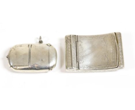 A Continental Silver Snuff Box, probably Italian, early 19th century, of curved form with foliate engraving; and A Late Victo
