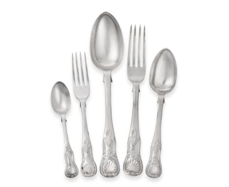 A Service of William IV/Victorian Scottish Silver Single Struck King's Pattern Flatware, Andrew Wilkie, Edinburgh 1839-44, si