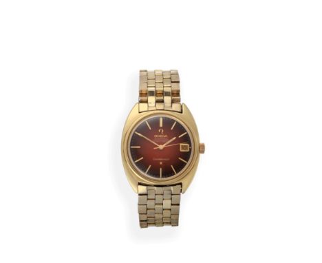 A Gold Plated Automatic Calendar Centre Seconds Wristwatch, signed Omega, Chronometer Officially Certified, model: Constellat