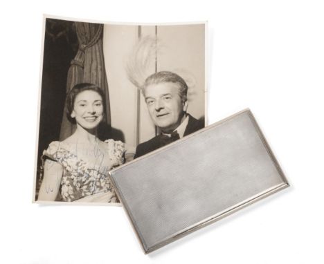 Margot Fonteyn: A Presentation Silver Cigarette Case, Asprey & Co, London 1933, engine turned with gold borders, patent slidi