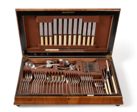 A Service of Silver Old English Pattern Flatware, Cooper Bros & Sons, Sheffield 1932-34, comprising: 4 table spoons; six tabl