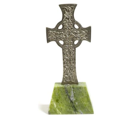 Hamish Dawson Bowman for Celtic Arts Industries: A Scottish Metalware Celtic Cross, marked DB, C.A.I. and Iona Scotland, on I