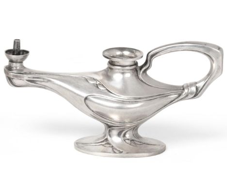 A German Art Nouveau Silver Cigar or Table Lighter, Wilhelm Binder, Schwäbisch Gmünd, .800 standard, circa 1900, in the form 