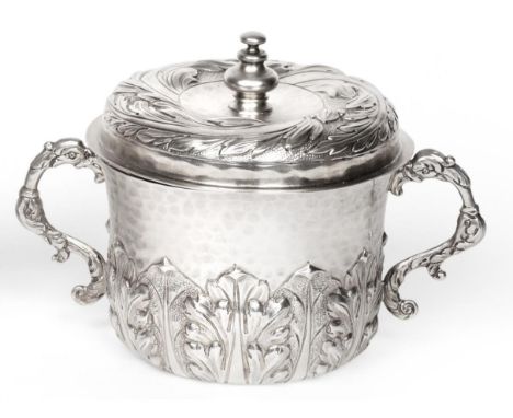 An Edwardian Britannia Standard Silver Twin Handled Porringer and Cover, George Fox, London 1905/06, in the late 17th Century