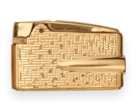 A 9ct Gold Cased Ronson Varaflame Adonis Lighter, Ronson Products Ltd, no date letter, circa 1970, with textured decoration, 