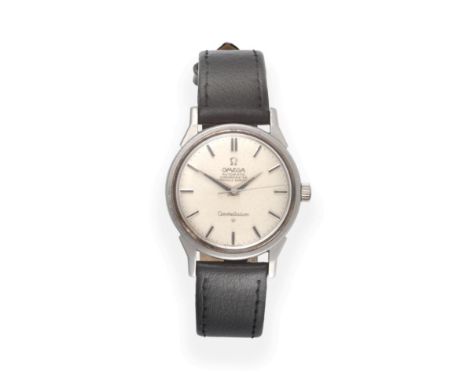 A Stainless Steel Automatic Centre Seconds Wristwatch, signed Omega, Chronometer Officially Certified, model: Constellation, 