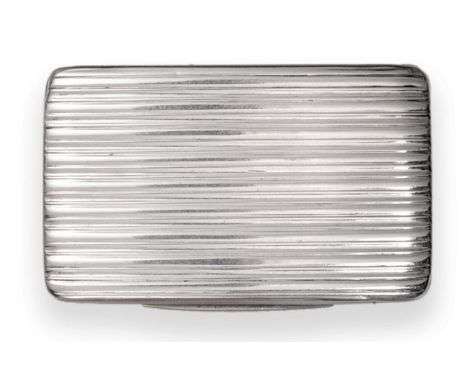 A George III Silver Snuff Box, John Shaw, Birmingham 1812, of curved form with reeded exterior, the hinged cover revealing a 