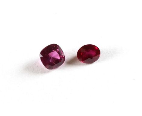 A Loose Oval Cut Ruby, weighing 0.67 carat approximately; and A Loose Round Cut Pink Sapphire, weighing 1.04 carat approximat