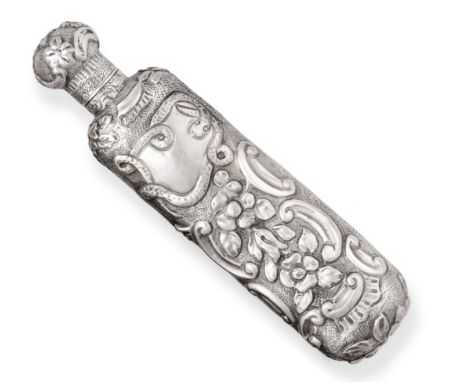 An Edwardian Silver Scent Flask, Horton & Allday, other marks indistinct, circa 1890, with screw off cover, repousse decorate