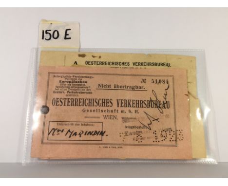 An Oesterreichisches Verkeersbureau - ticket bearing signature of Adolf Hitler