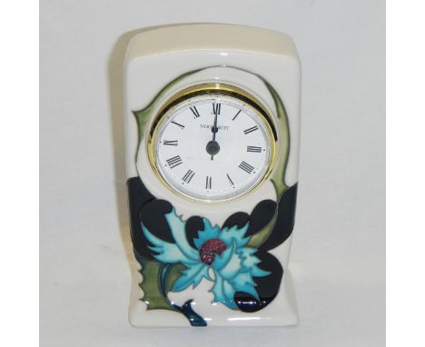 A Moorcroft 'Sea Holly' clock designed by Emma Bossons