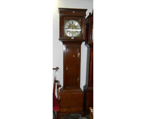 An 18th Century brass 8 day square dial longcase clock in oak