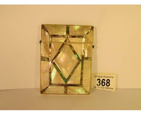 A Victorian mother of pearl and abalone card case, 10.5 x 7.5 cm