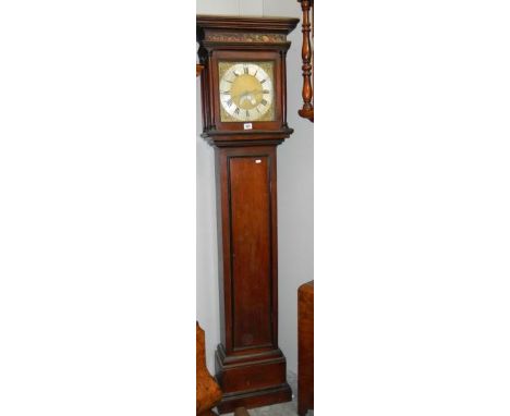 A brass faced (11" square) Grandfather clock, Wm Golsby, Greetworth