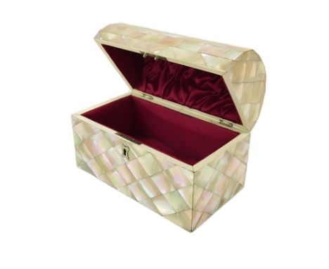 A Victorian mother of pearl domed top jewellery casket