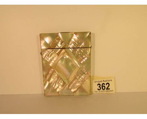 A Victorian mother of pearl card case, 10.5 x 8 cm