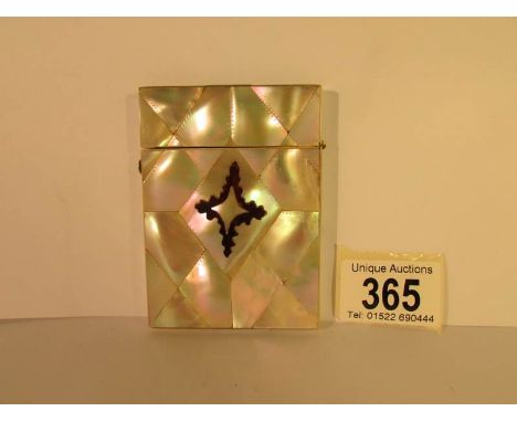 A Victorian mother of pearl card case