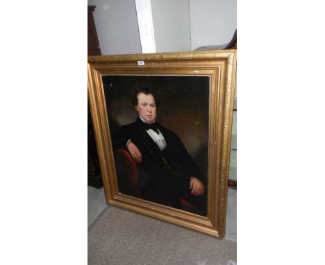 A large gilt framed portrait of a gentleman, 93 x 114 cm