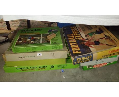 A selection of boxed Subbuteo sets including first edition football express (unchecked)