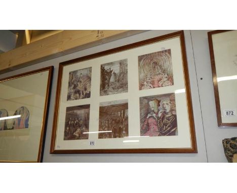 A collection of 6 Henry Moore shelter sketch prints circa 1940