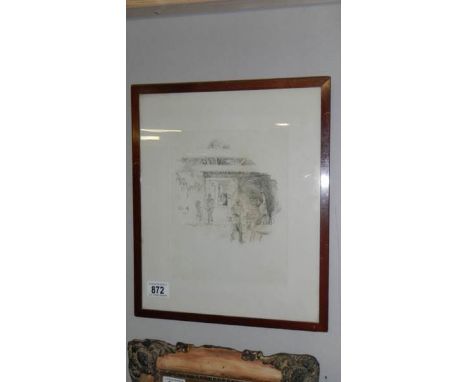 A framed and glazed lithograph 'The Wheelwright', J McNeill Whistler,  image 19 x 24cm