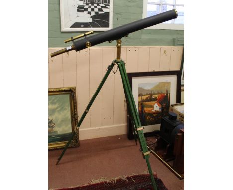 A Broadhurst Clarkson &amp; Co brass telescope on tripod