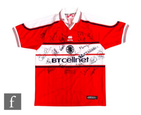 A Middlesborough Football Club 2000/2001 BT Cellnet signed shirt, various signatures.