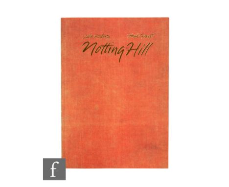 Notting Hill/Hugh Grant - A Hugh Grant signed Notting Hill signed film synopsis, signed in black ink on the inside page.