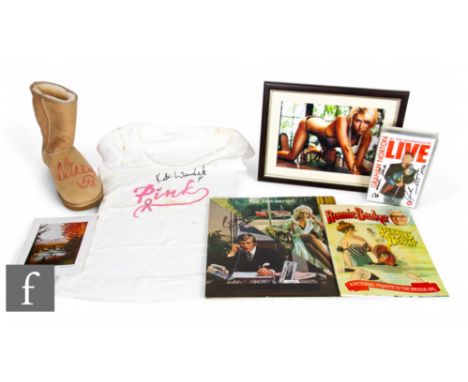 Various - A collection of signed and autographed memorabilia, to include Alexandra Burke Ugg boot, Graham Norton VHS, Kate Wi