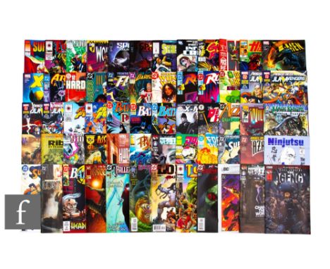 A collection of modern age DC, Caliber Press, Valiant, Wildstorm and other comics, including Batman, Superman, Fallen Angels,