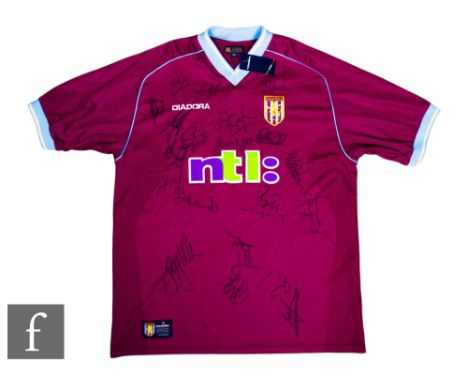 An Aston Villa 2002/2003 season signed Diadora shirt, signatures include Gareth Barry, Paul Merson, Graham Taylor, Steve Sidd