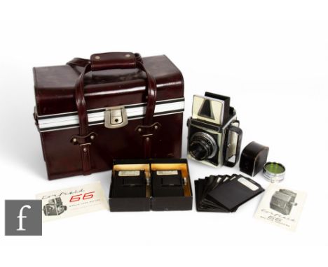 A Corfield 66 Single Lens Reflex medium format camera, serial number unknown, with Corfield Lumax 1:3.5/95mm lens, no.2212730