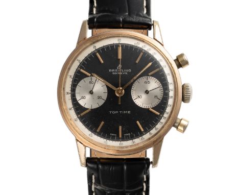 A GENTLEMAN'S SIZE GOLD PLATED BREITLING TOP TIME CHRONOGRAPH WRIST WATCH CIRCA 1960s, REF. 2000 WITH JAMES BOND "THUNDERBALL