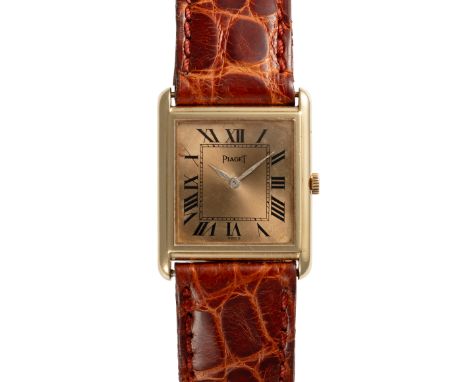 AN 18K SOLID GOLD PIAGET "TANK" WRIST WATCHCIRCA 1970s, REF. 9284Movement: 18J, manual wind, cal. 9P, signed Piaget, numbered