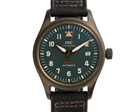 A GENTLEMAN'S SIZE BRONZE IWC PILOTS SPITFIRE WRIST WATCH DATED 2019, REF. IW326802 WITH IWC BOX & BOOKLETMovement: Automatic