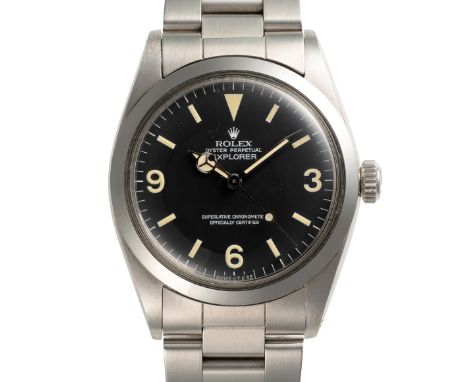 A GENTLEMAN'S SIZE STAINLESS STEEL ROLEX OYSTER PERPETUAL EXPLORER BRACELET WATCHDATED 1980, REF. 1016 (FITTED WITH ROLEX SER