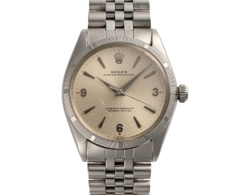 A GENTLEMAN'S SIZE STAINLESS STEEL ROLEX OYSTER PERPETUAL BRACELET WATCHCIRCA 1966, REF. 1003/1002 WITH SILVER 3-6-9 EXPLORER