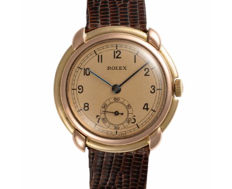 A RARE GENTLEMAN'S SIZE 18K SOLID YELLOW & ROSE GOLD ROLEX WRIST WATCH CIRCA 1930s, REF. 3167 Movement: 18J, manual wind Chro