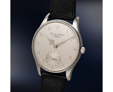 A VERY RARE GENTLEMAN'S OVERSIZED STAINLESS STEEL IWC PORTUGIESER "GERMAN EDITION" WRIST WATCH DATED 1981, REF. 325 THIRD SER