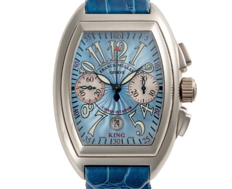 A RARE GENTLEMAN'S SIZE PLATINUM FRANCK MULLER KING CONQUISTADOR CHRONOGRAPH WRIST WATCH CIRCA 2010, REF. 8002 CC WITH LIGHT 
