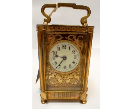 Late 19th Century French gilt brass carriage clock 