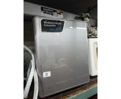 A wireless and active sub woofer with wireless sound share Samsung bar  