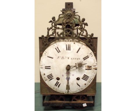 An Antique French striking wall clock with circular white enamel dial sold as found 