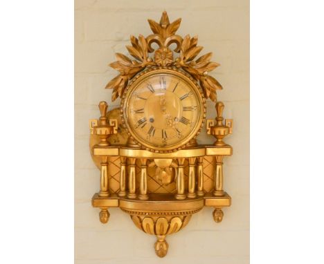 A French gilt striking cartel wall clock 