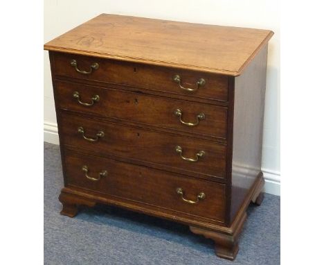 A late 18th century, George III period, mahogany Chest of small proportions; the moulded top above four full-width graduated 