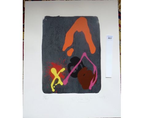 John Hoyland (1934-2011), a limited edition (68/75) unframed Screen Print with Woodblock, 'Spirit Side', signed and dated 199