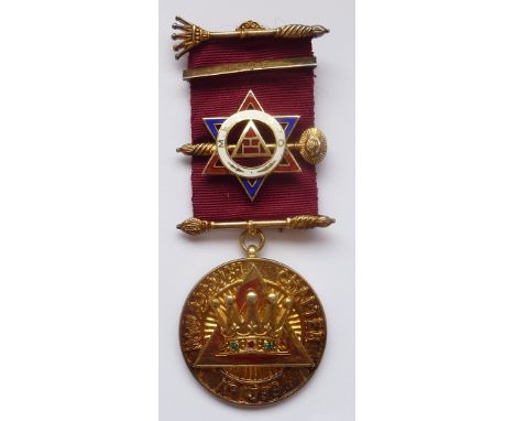A Masonic silver gilt Jewel (Marlborough Chapter) No. 1399, presented to E. Comp. B.P. Jackson in recognition of his services