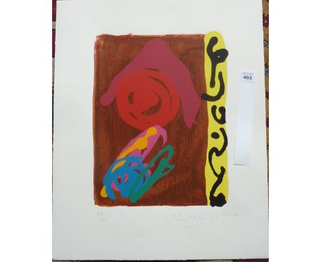 John Hoyland (1934-2011), a limited edition (68/75) unframed Screen Print with Woodblock, 'Friendly Ghost', signed and dated 