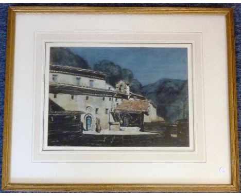 J. McIntosh Patrick, RSA., ROI., ARE., a gilt-framed and glazed Watercolour and Wash Study, 'The Carceri Near Assisi - Moonli