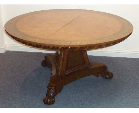 George Bullock, a very fine circular pollard oak and brass-inlaid tilt-top Centre Table; the top with an inlaid brass border 